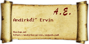 Andirkó Ervin névjegykártya
