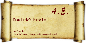 Andirkó Ervin névjegykártya